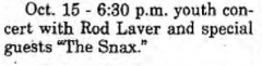 15.10.2000 Snax (from Titusville Herald 06.10.2000 page 11)